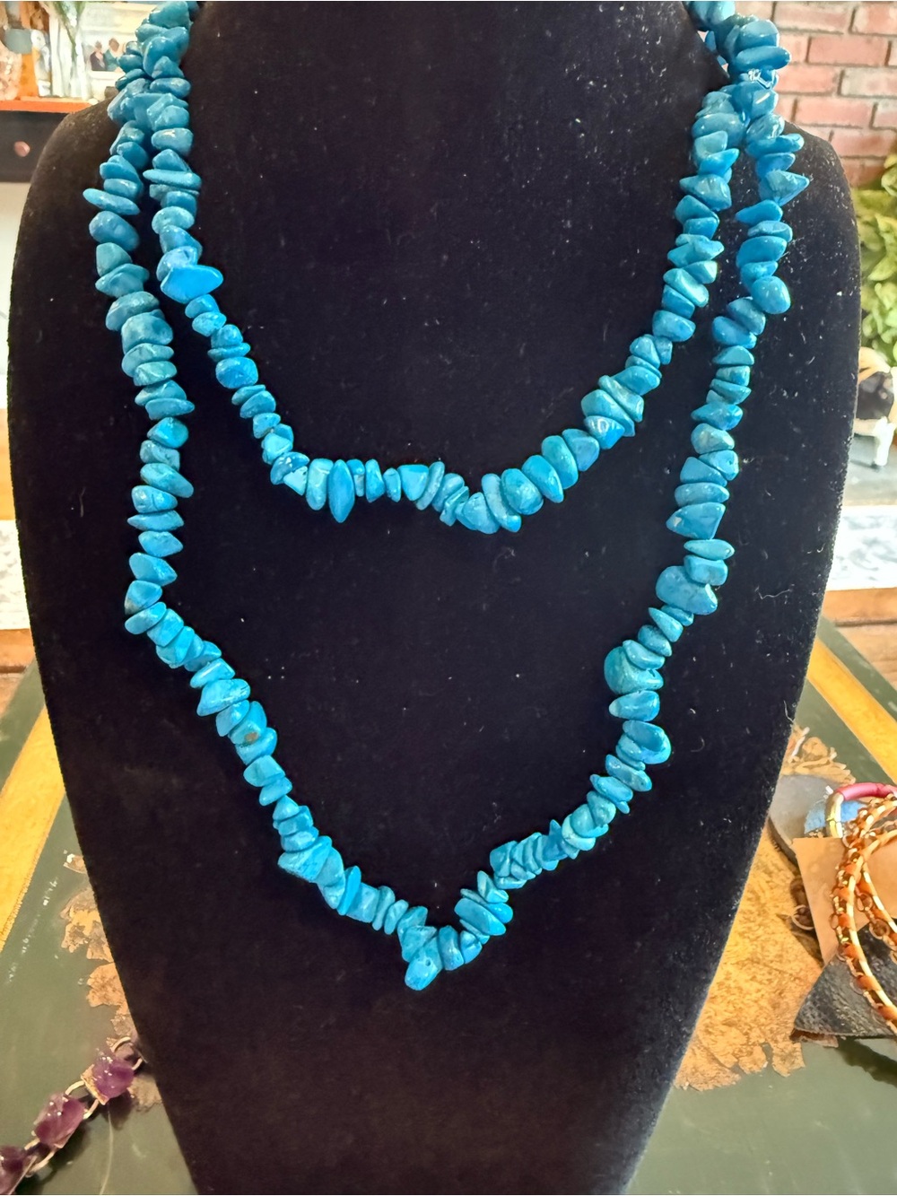 Turquoise Blue Chip Stone Necklace - Women Jewelry